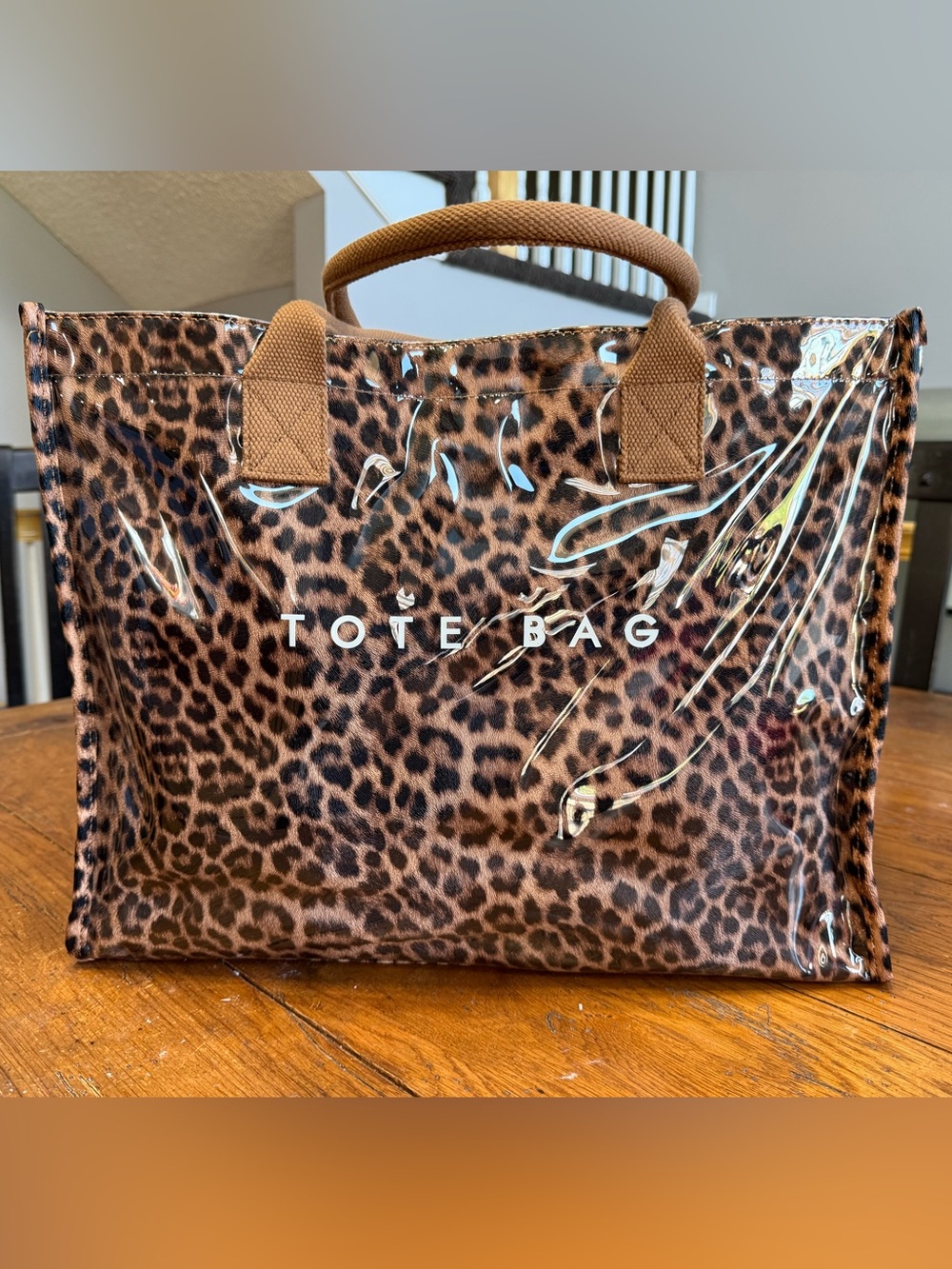 Leopard Print Tote Bag - Brown